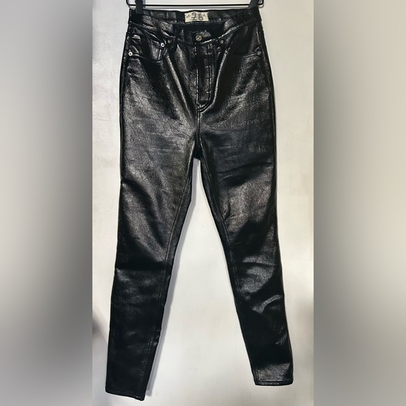 We the Free Phoenix Coated Skinny Jeans in Liquid Black SZ 25 - Picture 4 of 11